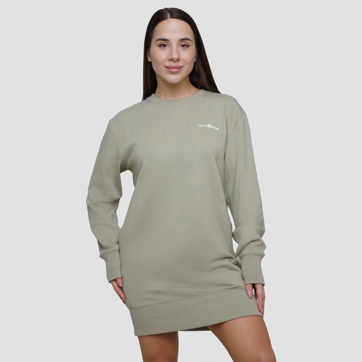 Sweatshirt long ample pour femmes, couleur vert sauge – GymBeam.