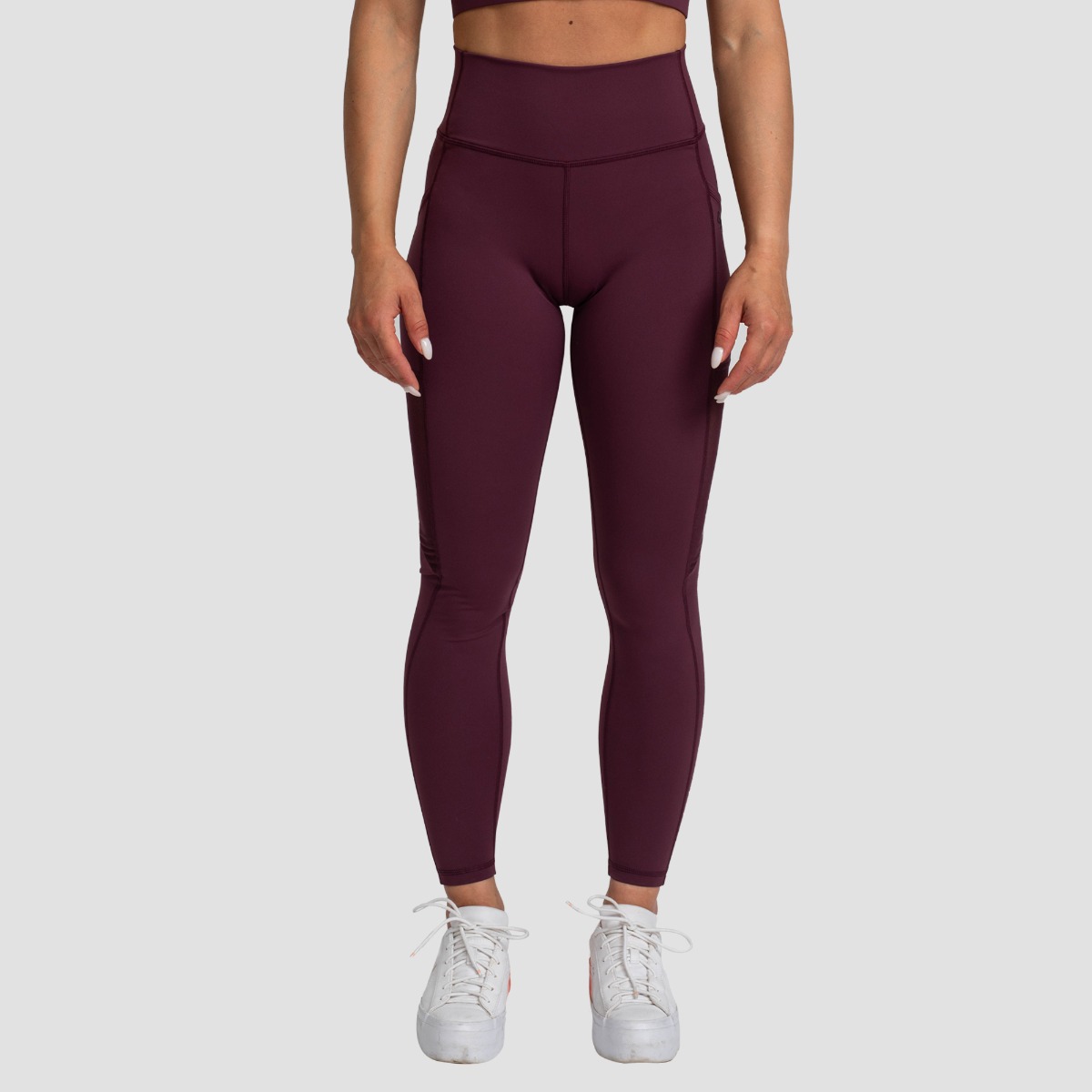 Leggings pour femmes, détails en mesh, couleur aubergine - GymBeam.