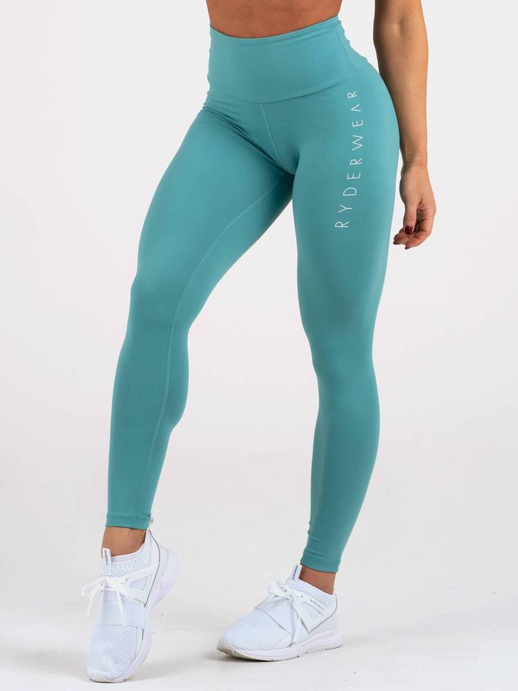 Legging taille haute "Scrunch Bum" couleur teal - Ryderwear.