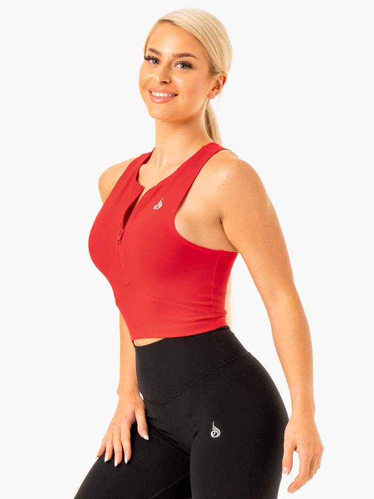 Tank top Zip Up Reflex Red - Ryderwear
