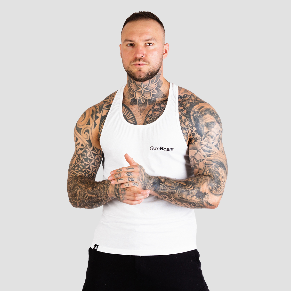 T-shirt sans manches pour hommes, blanc - GymBeam.