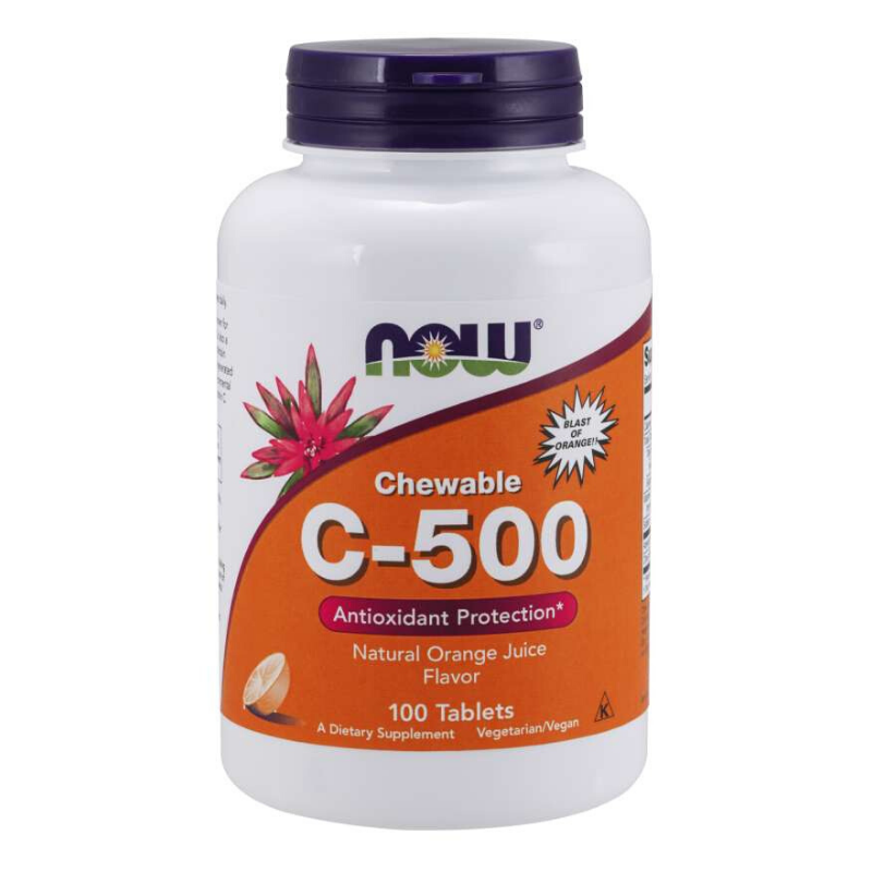 Vitamine C 500 mg, comprimés à croquer - NOW Foods.