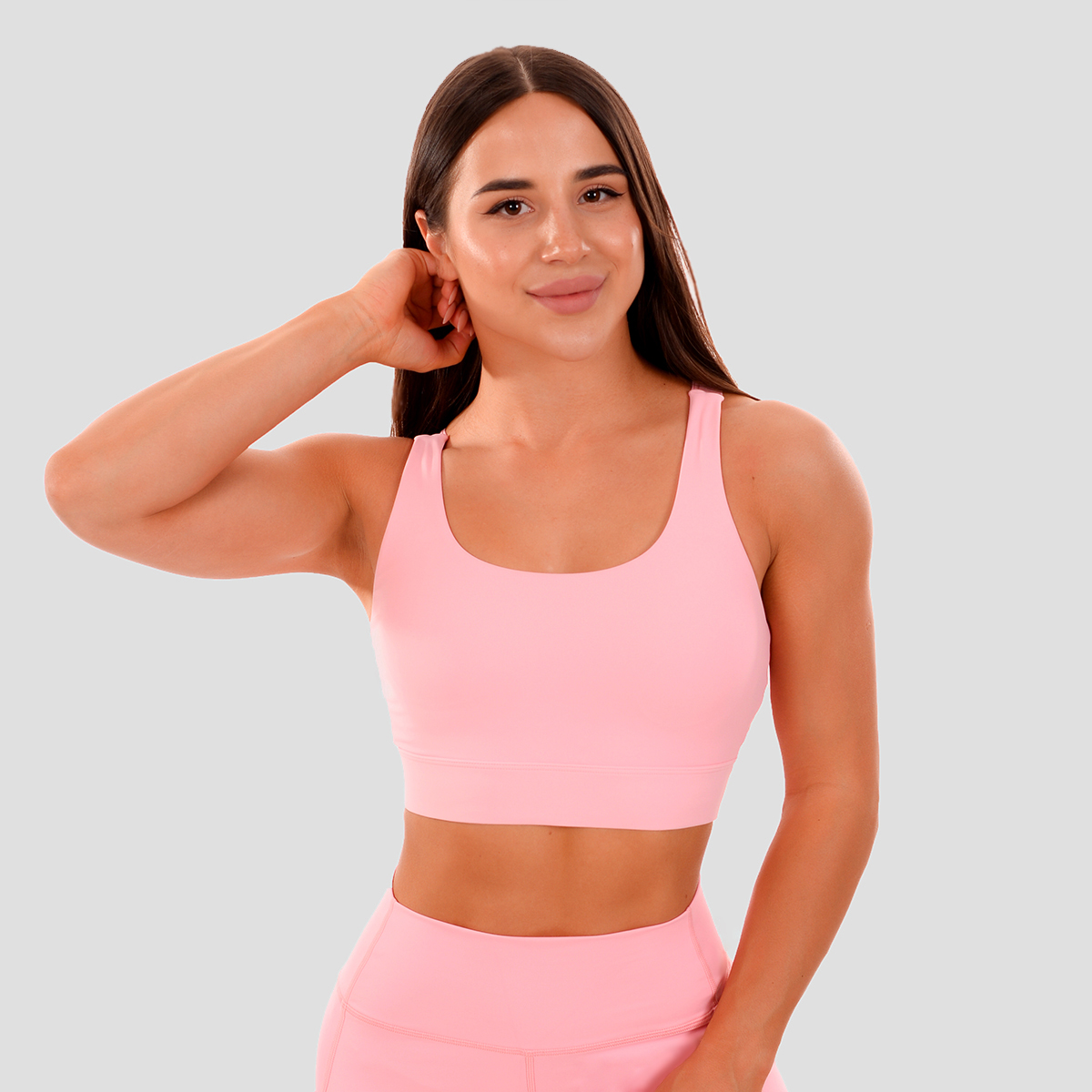 Brassière de sport découpée, couleur rose - GymBeam.