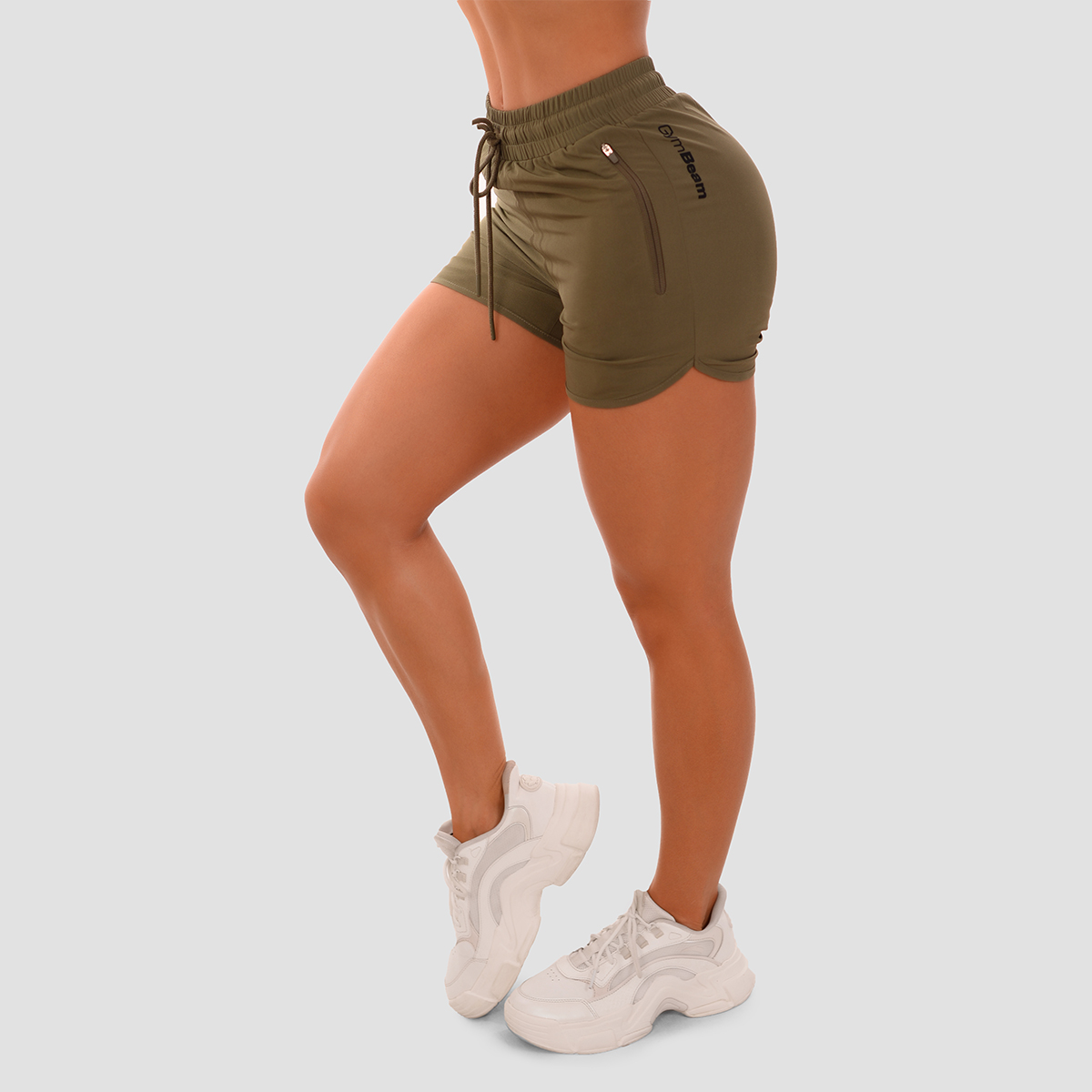 Shorts de sport TRN pour femmes, couleur olive - GymBeam.