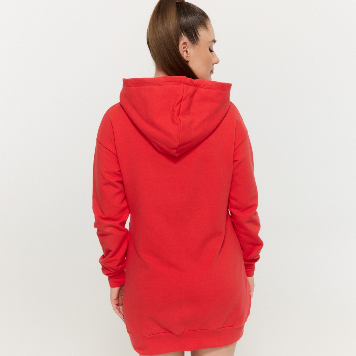 Sweat à capuche long "Limitless" pour femmes, couleur rouge vif – GymBeam.
