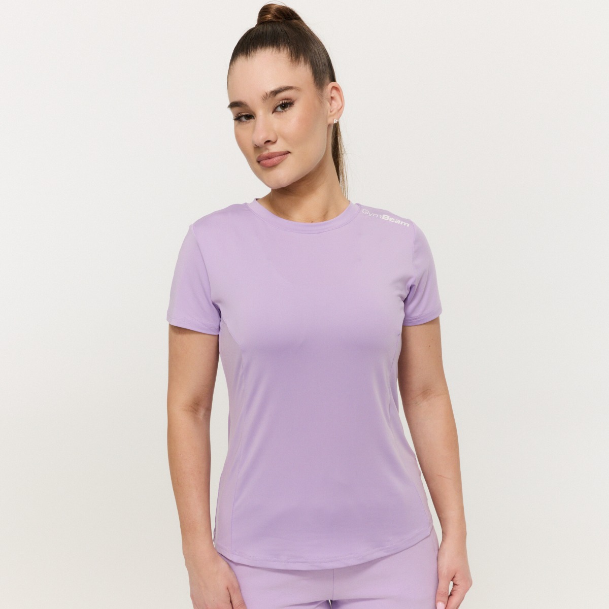 T-shirt de sport Limitless pour femmes, couleur lavande - GymBeam.