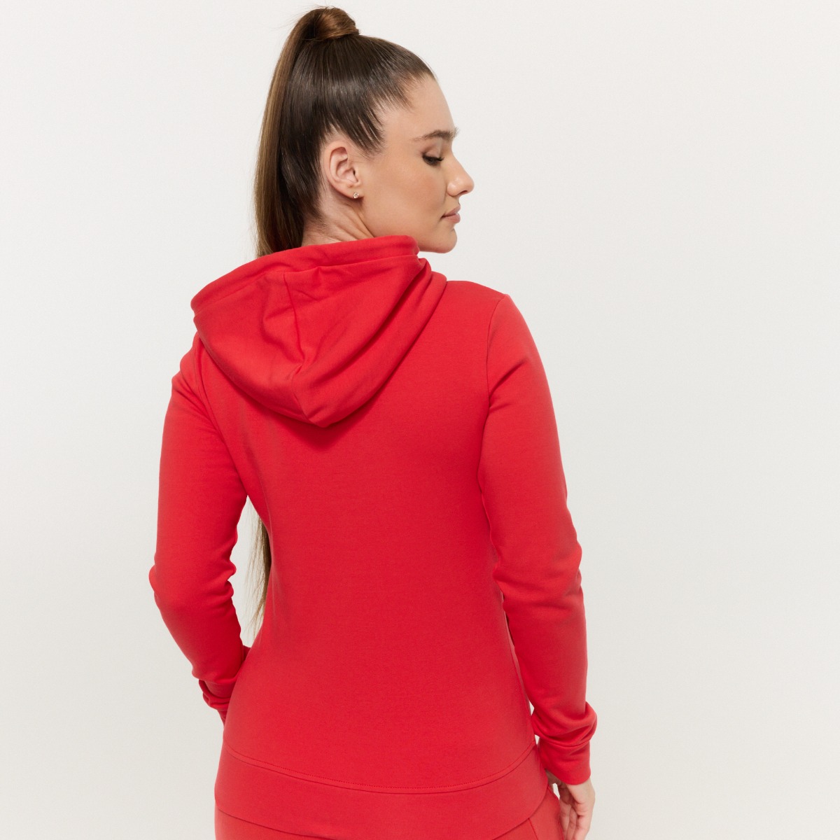 Sweat à capuche zippé pour femmes, couleur rouge vif – GymBeam.