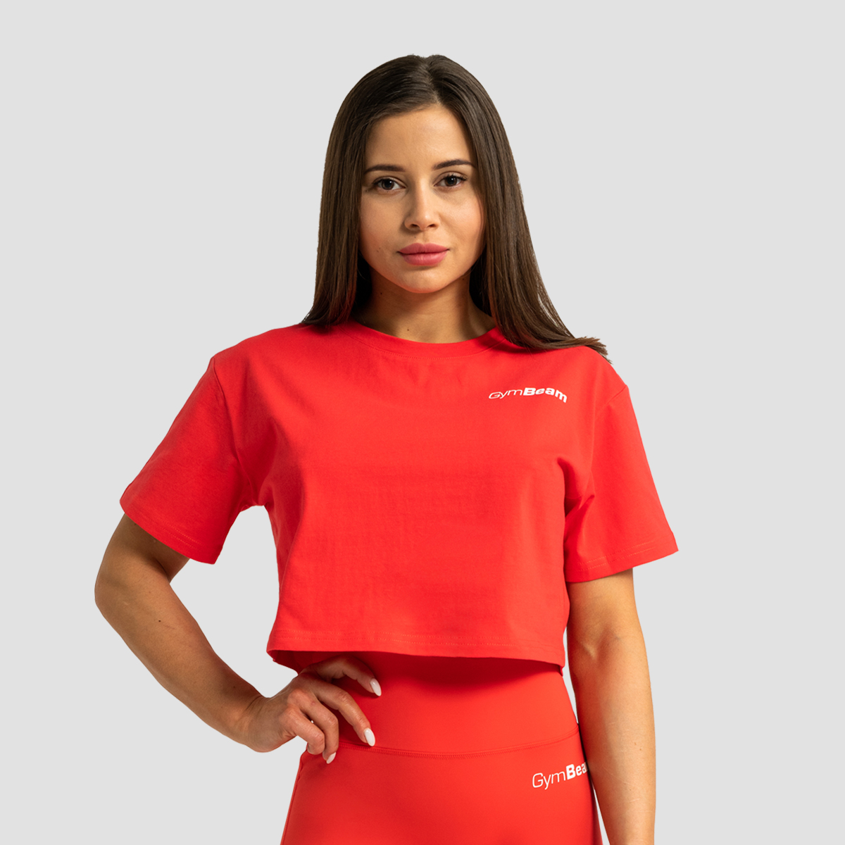 T-shirt court pour femmes, Limitless, couleur rouge vif – GymBeam.