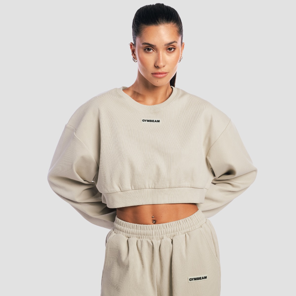 Sweatshirt court pour femmes Aura, couleur gris - GymBeam.