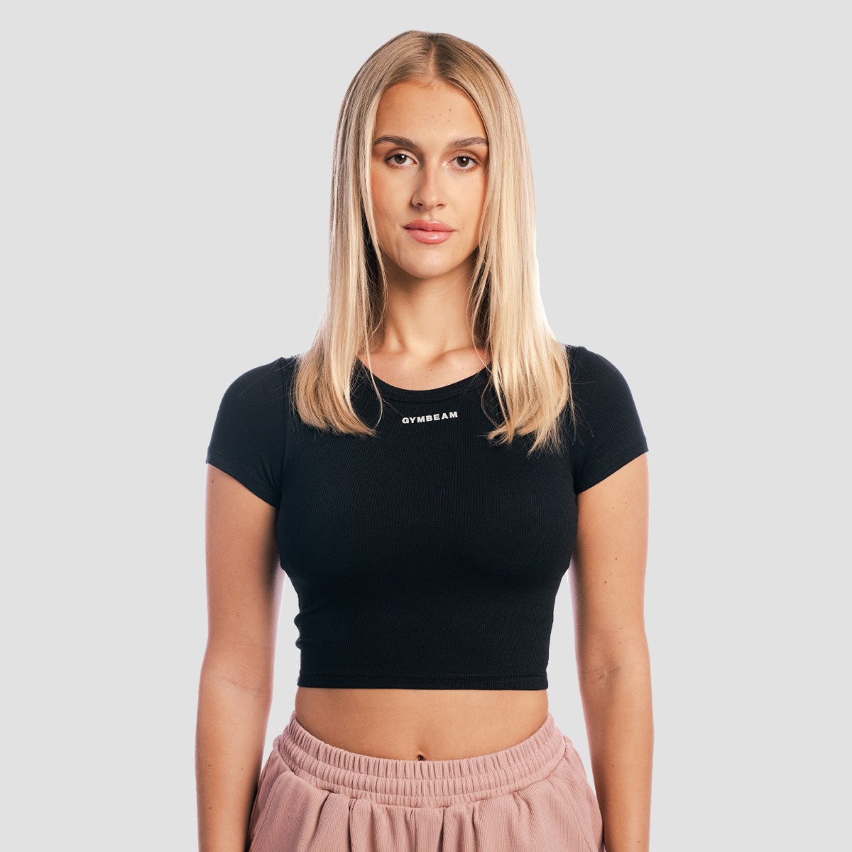 T-shirt court pour femmes Aura, couleur noire - GymBeam.
