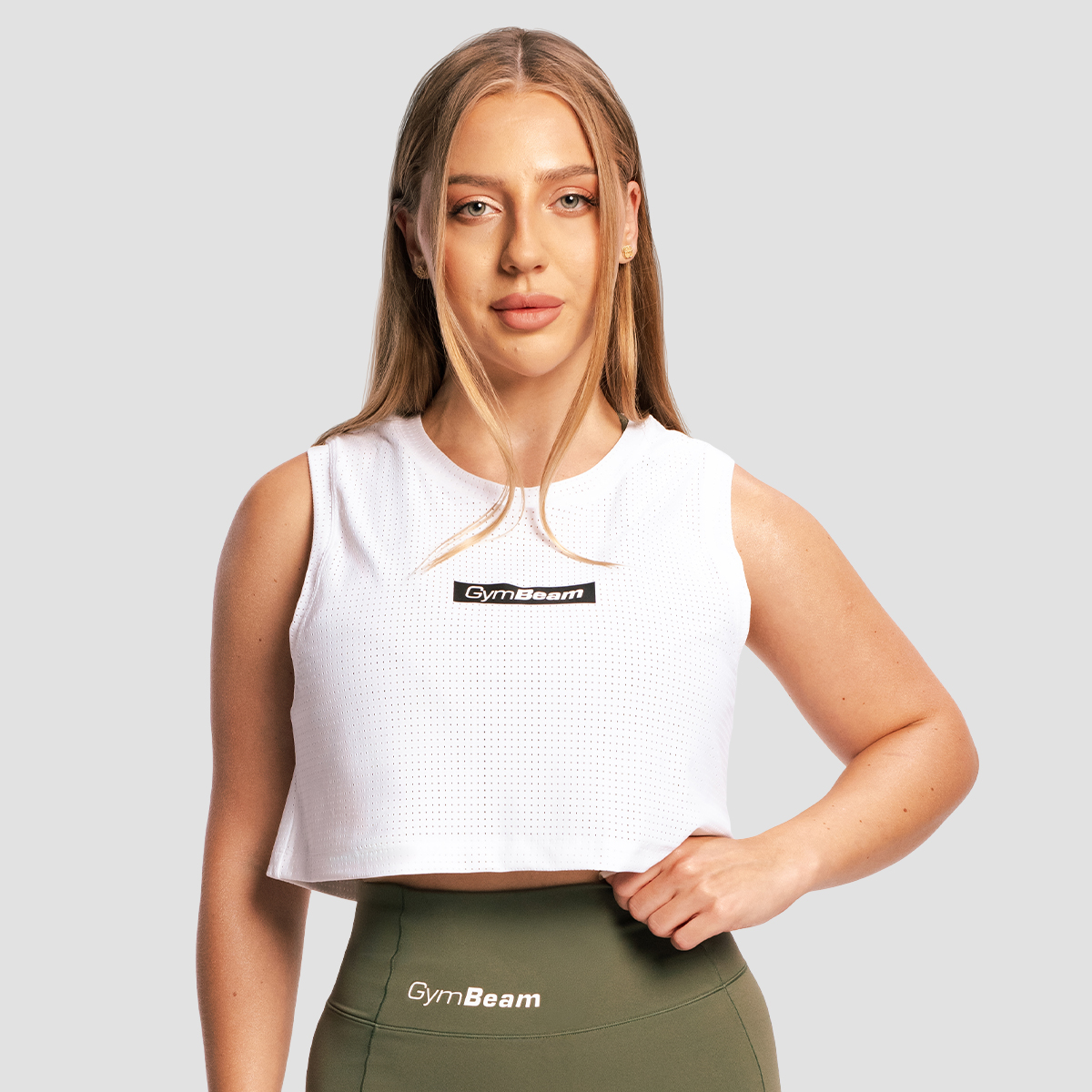 T-shirt de sport pour femmes, modèle Combat, couleur blanche - GymBeam.