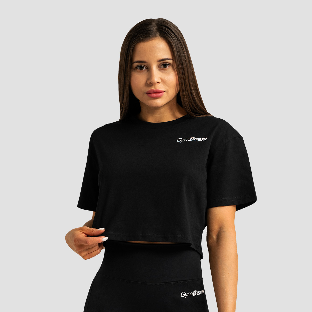 T-shirt court femme Limitless, couleur noire - GymBeam.