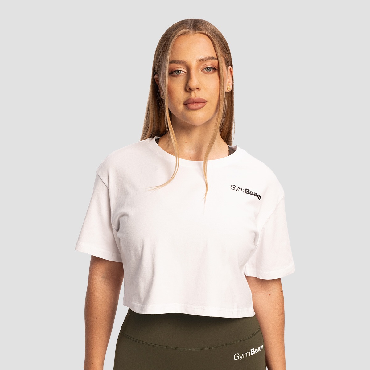 T-shirt court femme Limitless, couleur blanche - GymBeam.