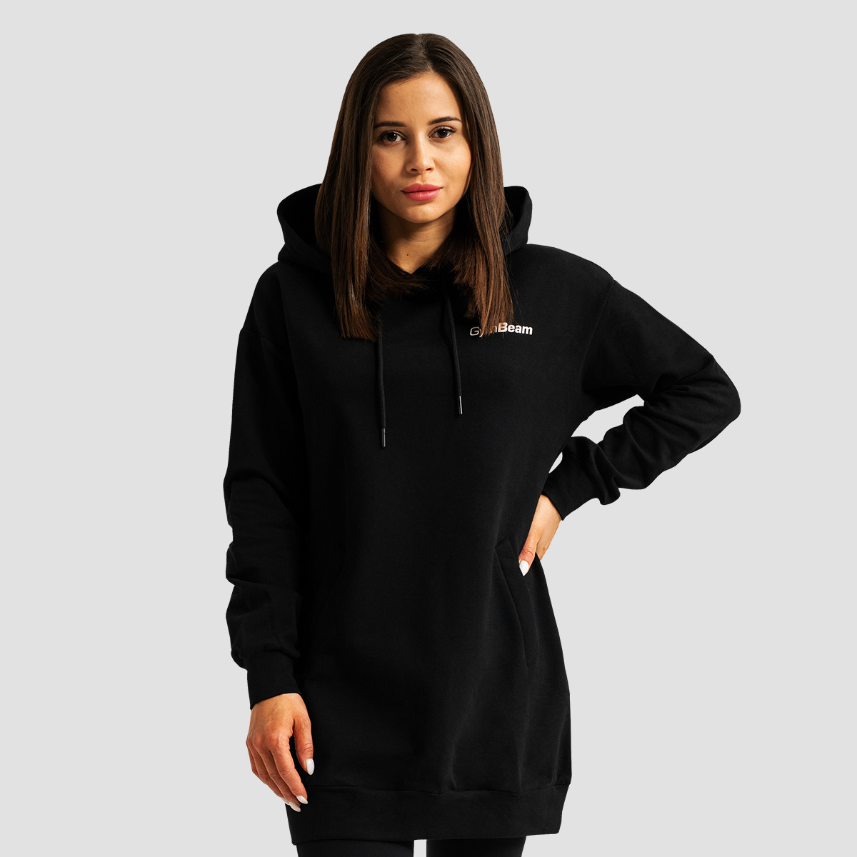 Sweat à capuche long noir Limitless pour femmes - GymBeam.