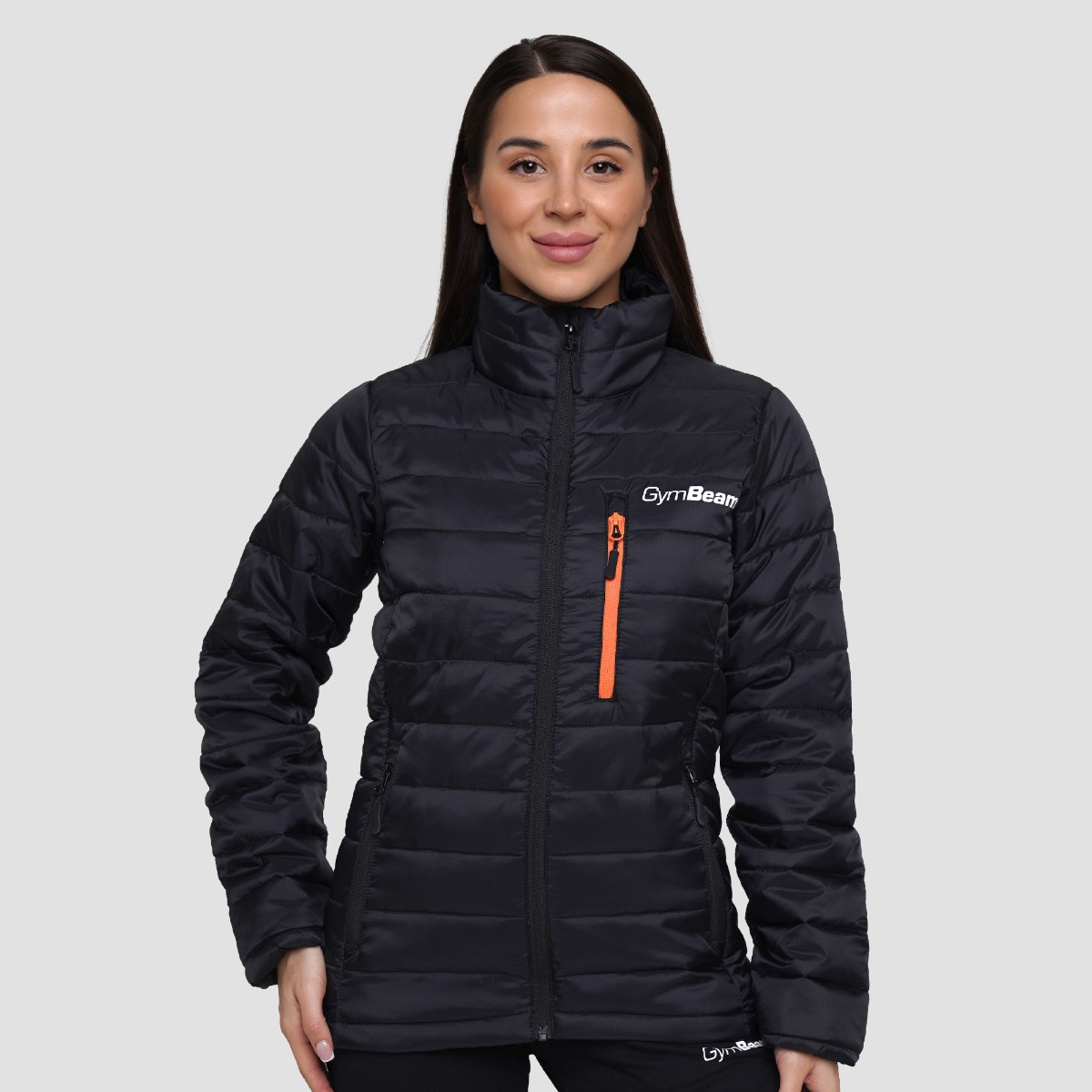 Veste matelassée femme, noir/orange - GymBeam.