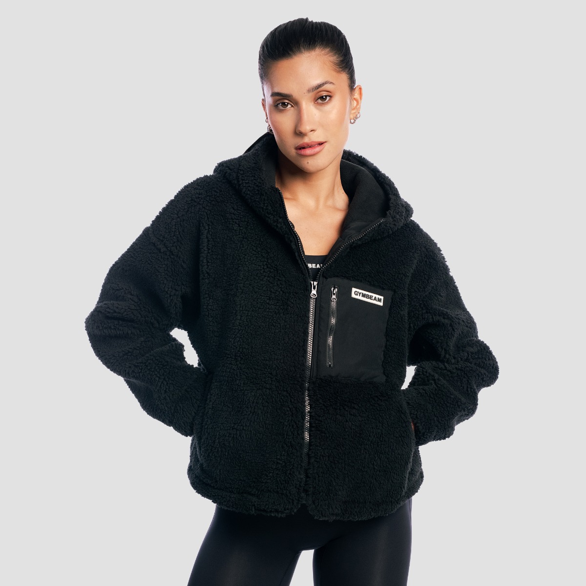 Veste Sherpa Femme Noir - GymBeam