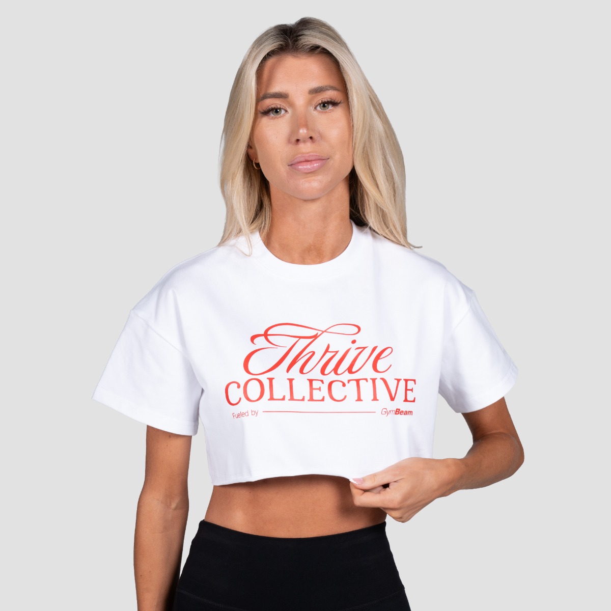T-shirt court femme "Thrive", couleur blanche - GymBeam.