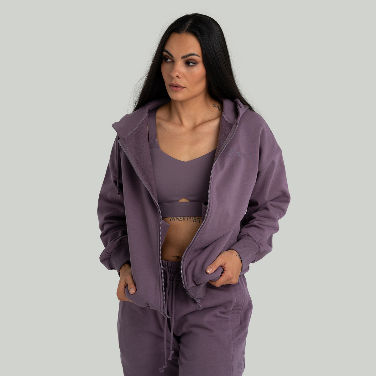 Sweat à capuche pour femmes, fermeture éclair, couleur "Dusk" - STRIX.