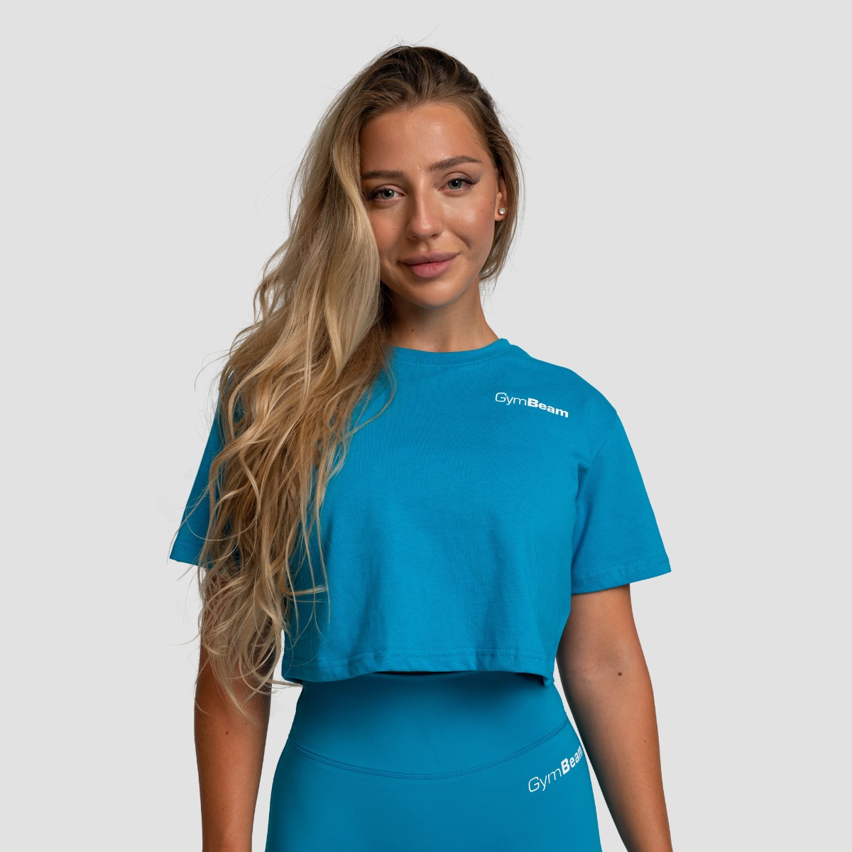 T-shirt court femme Limitless, couleur aquamarine - GymBeam.