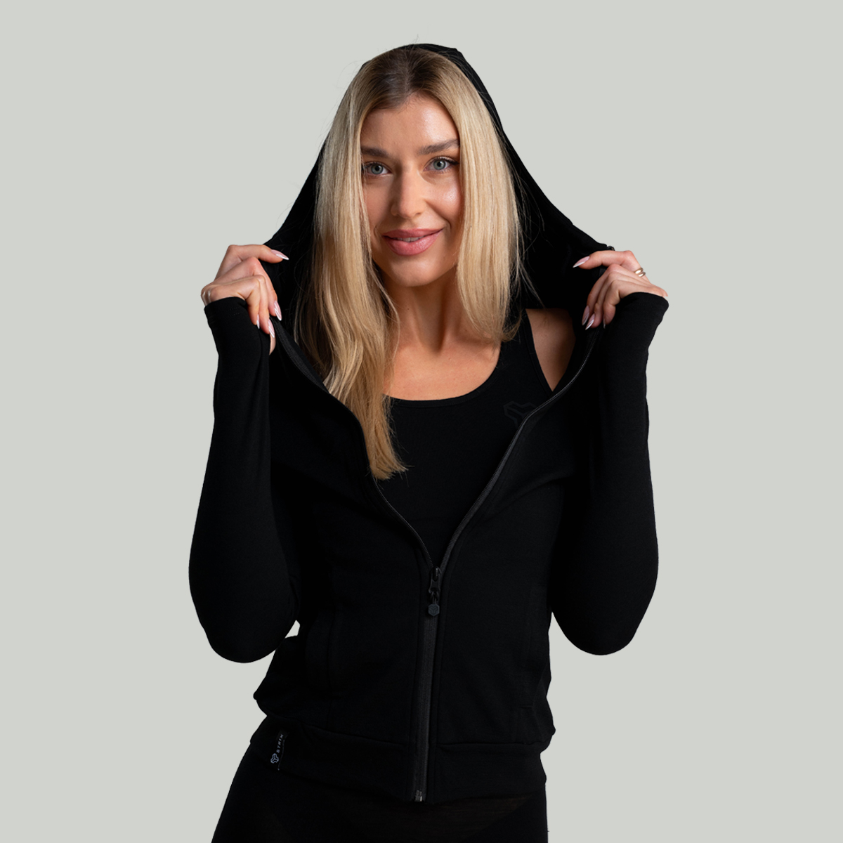Sweat à capuche zippé pour femmes MERINO I, couleur noire - STRIX.