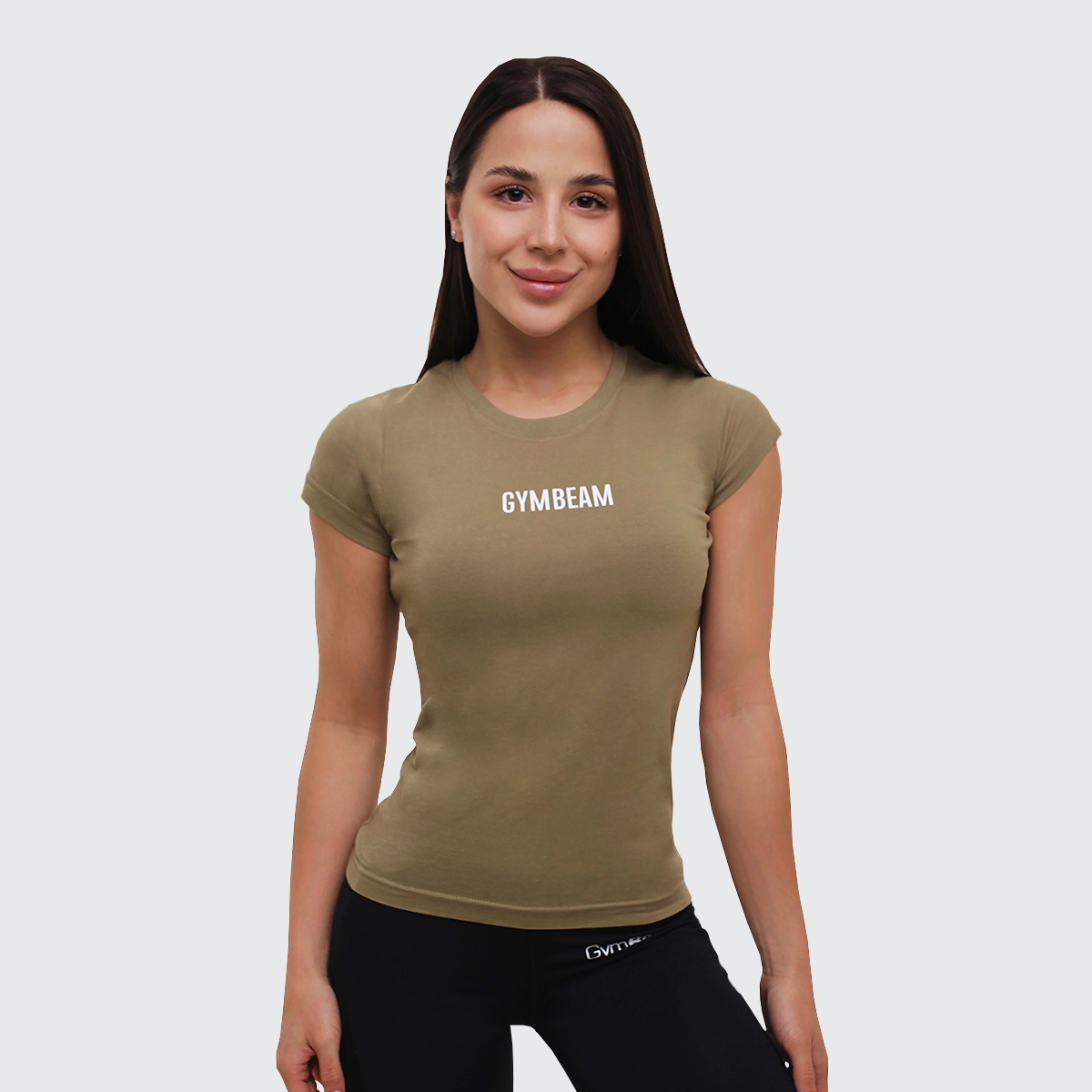 T-shirt de sport pour femmes, couleur olive - GymBeam.