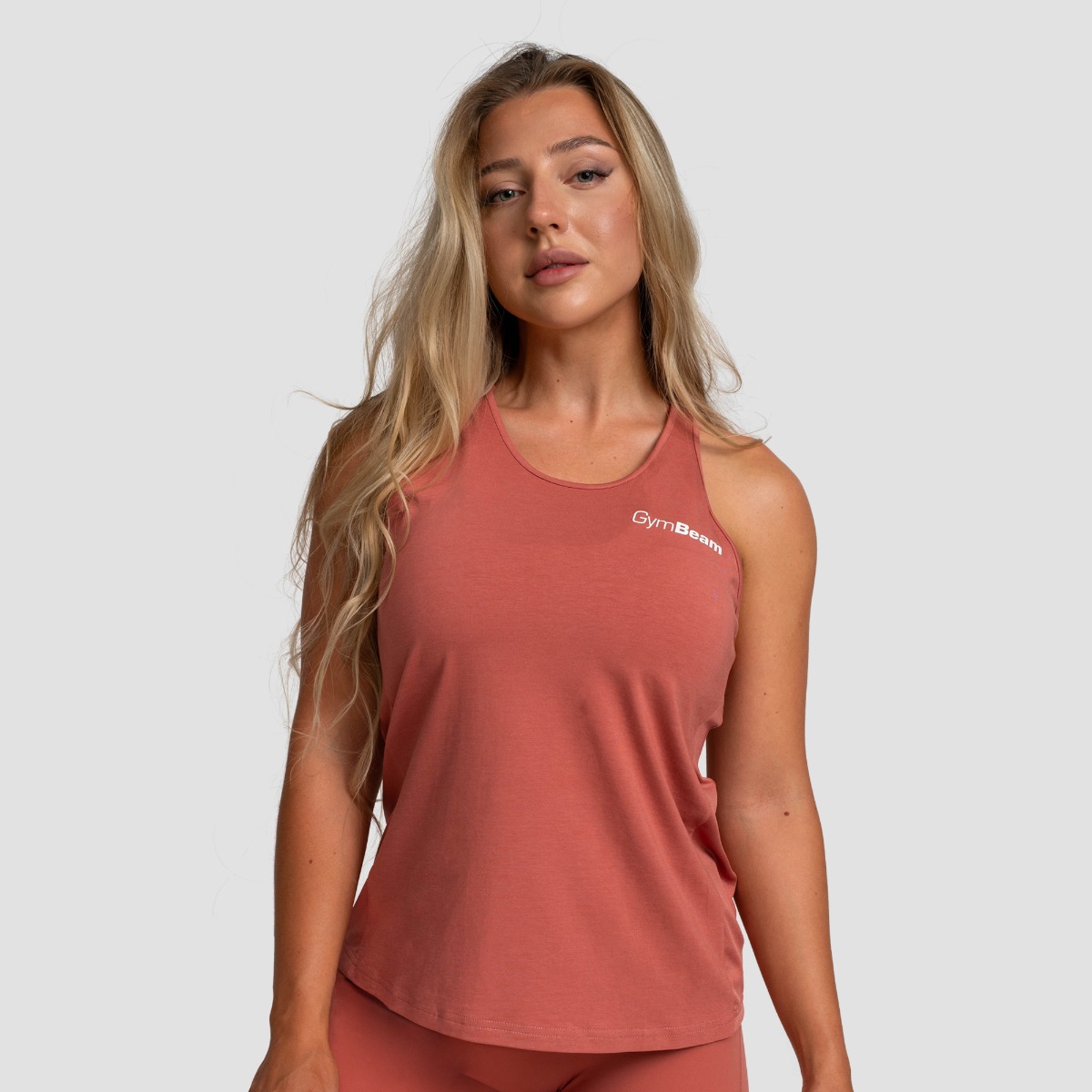 T-shirt sans manches Limitless pour femmes, couleur cannelle - GymBeam.