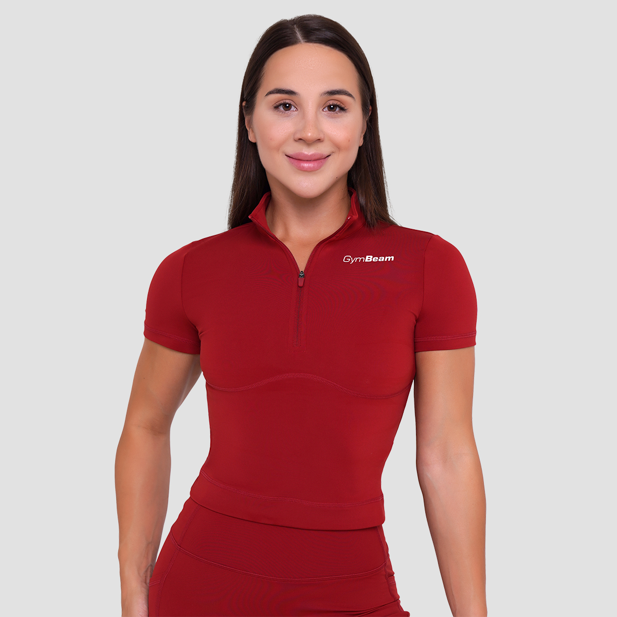 T-shirt court "Ignite" pour femmes, couleur rouge foncé - GymBeam.