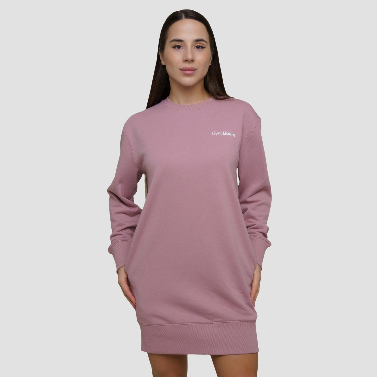 Sweatshirt long à manches longues Agile pour femmes, couleur Woodrose - GymBeam.