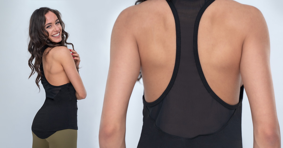 T-shirt femme en mesh noir - GymBeam