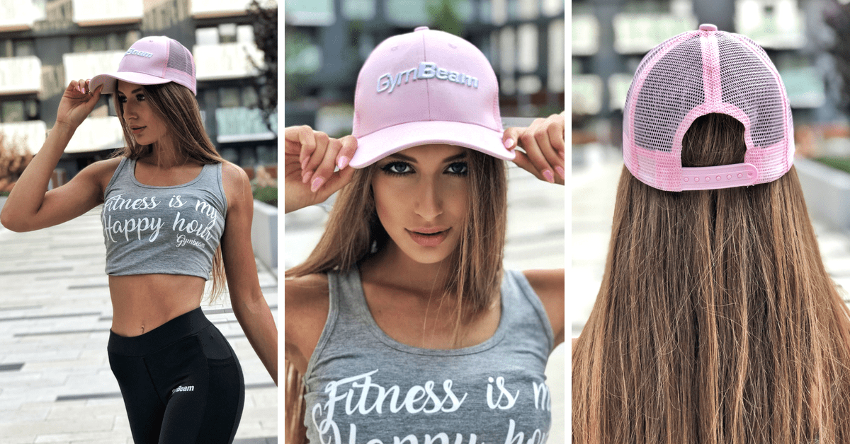 Casquette Baseball Mesh Panneau Rose Pâle - GymBeam