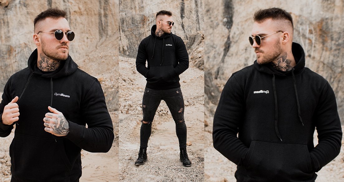 Sweat-shirt pour hommes Athlete Noir Blanc - GymBeam