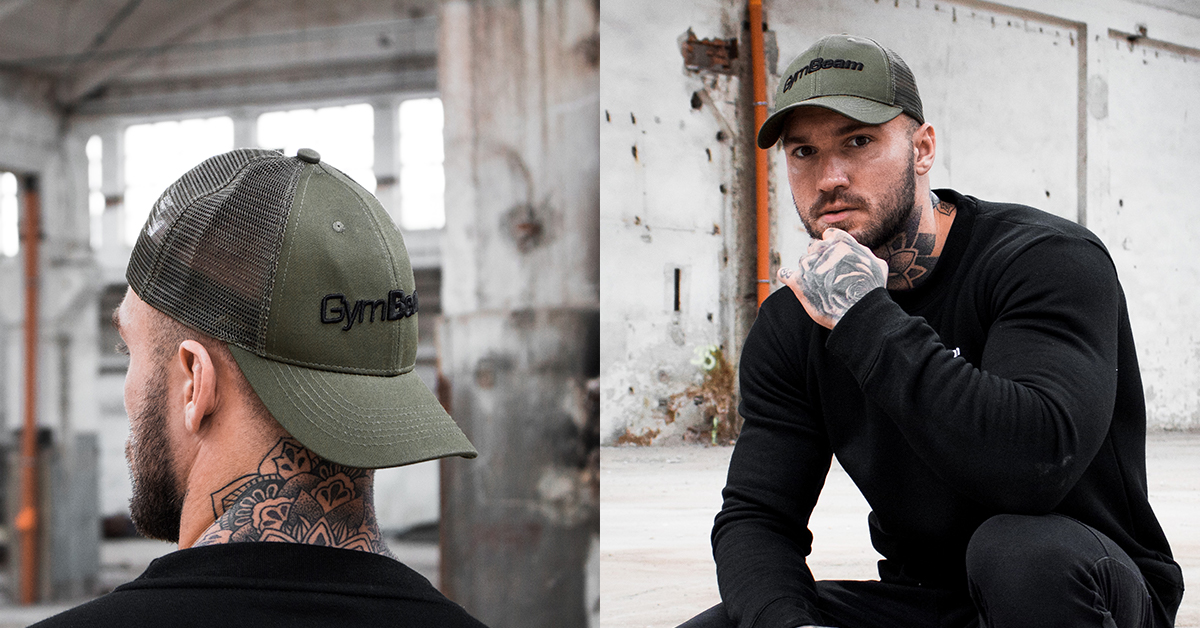 Casquette Baseball Panneau Mesh Vert Militaire - GymBeam