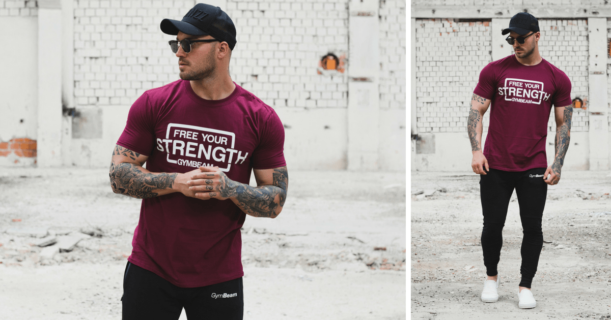 T-shirt Homme Free Your Strength Marron Blanc - GymBeam
